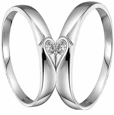 Silver Creations couple ring Alloy Cubic Zirconia Silver Plated Ring Set
