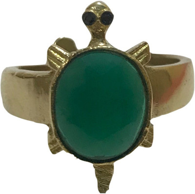 Devadidev Green Kachua Tortoise Meru Ring | Beautiful Adjustable Green Zircon Tortoise Brass Zircon Ring