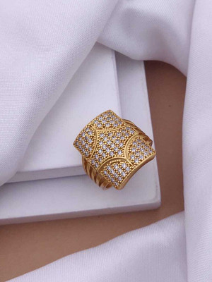 GKKAKADIYA Gold Plated Diamond Wedding,Partywear ring-112 Brass Diamond Gold Plated Ring