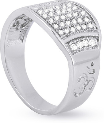 mahi creation Brass, Copper Cubic Zirconia Silver Plated Ring