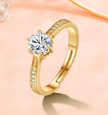 MYKI Princess Design Adjustable Ring For Women & Girls (Gold) Stainless Steel Swarovski Zirconia 24K Yellow Gold Plated Ring