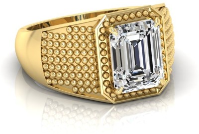 ABC 4.25 Ratti Zircon Squre Gemstone Gold Ring Whit Lab Certified Brass Zircon Gold Plated Ring