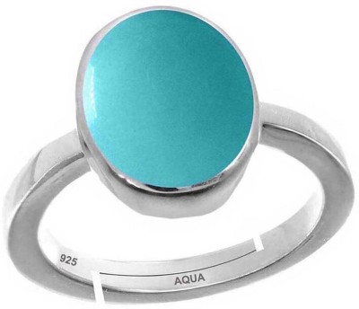 AQUAGEMS Turquoise (Firoza) 9.25 Ratti or 8.50 Ct Gemstone Men bis Hallmark 925 Sterling Silver Ring