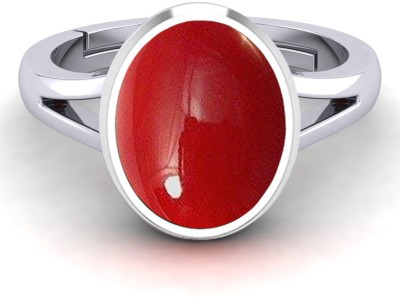 MARATNA 7.25 Ratti Created Moonga Original Certified Adjustable Ring for Men & Women Metal Coral Ring