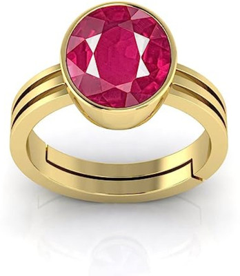 Ringry Natural Certified 4.25 Ratti Ruby Manik Gemstone Panchdhatu for Men and Women Brass Ruby Gold Plated Ring