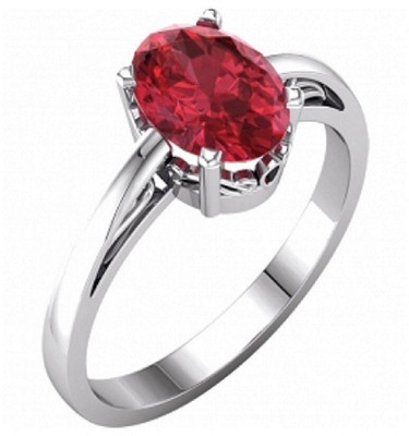 Gemzonite Certified Unheated Untreated A+ Quality Natural Ruby Manik Ring For Women's Brass Ruby Silver Plated Ring