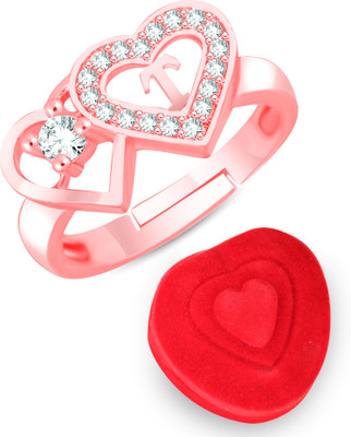 MEENAZ Golden ring rose party lovers girlfriend love couple valentine gifts T letter AD Brass, Copper, Crystal, Stone, Alloy, Metal Cubic Zirconia, Diamond, Zircon, Crystal Platinum, Rhodium, Gold Plated Ring Set