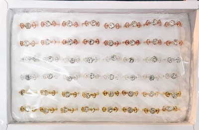 DIVINE Combo of 48 Gold & Silver Plated Rings for Girls, Women & Ladies(1 Box 48 Pcs) Alloy Ring
