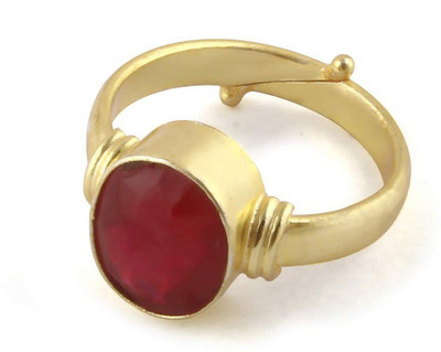 Gemzonite Original Ruby Stone Ring For Women & Men Brass Ruby Gold Plated Ring