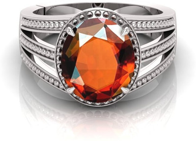 SHREE RADHE TRADERS 8.25 ratti gomed stone Original Certificate silver plated Ring Lab certificate Brass, Metal Silver Plated Ring