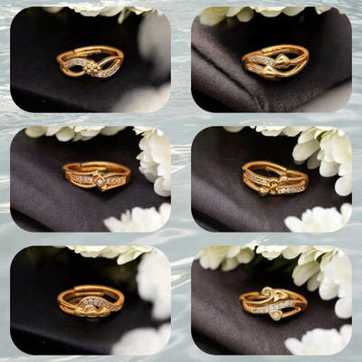 Hetshree Elegant Gold Combo Rings Collection Brass Diamond Gold Plated Ring
