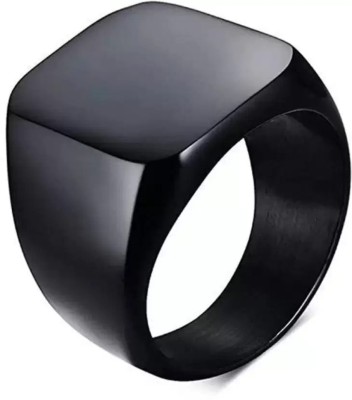 ROOTWAVE Styish Stainless Steel Black Ring Square Shaped Crystal Black Men Ring Stainless Steel Rhodium, Titanium, Copper Plated Ring