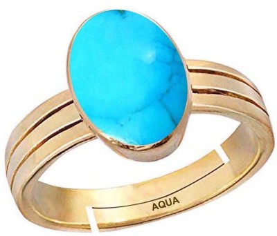 AQUAGEMS Turquoise (Firoza) 7.25 Ratti or 6.5 Ct Panchdhatu (5 Metal) Women Adjustable Stone Ring
