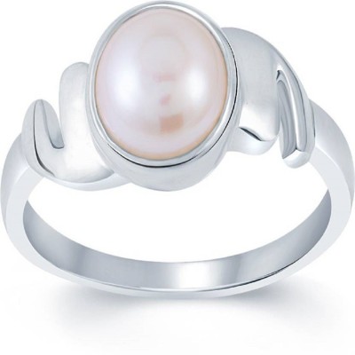 SMJ Certified 3.9 cts or 4.25 ratti Metal Pearl Ring