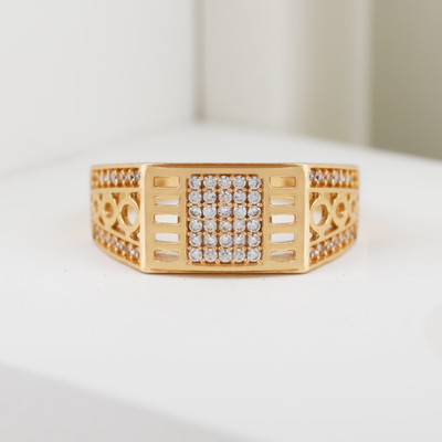 Pandadi Collection Brass Diamond Gold Plated Boy'S & Men'S Ring PMR-739 Brass Crystal Gold Plated Ring