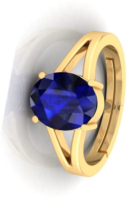 BHAIRAW GEMS 3.25 to 15.25 Ratti Blue Panchdhatu Neelam for Men & Women by Lab Certified Brass Sapphire Gold Plated Ring