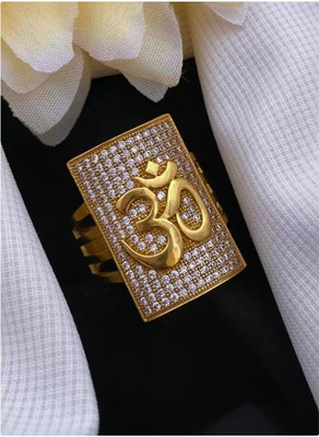 mahi creation Brass, Copper Diamond Gold Plated Ring