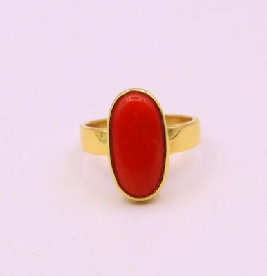 Ceylonmine01 Brass Coral Gold Plated Ring