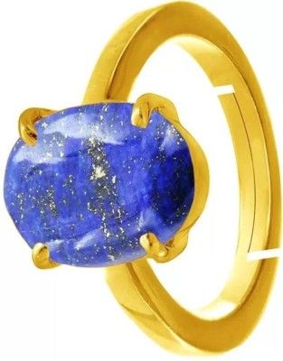 Gemzonite Lapiz Ring Original Lab Certified Unheated Untreated Precious Stone For Unisex Brass Gold Plated Ring