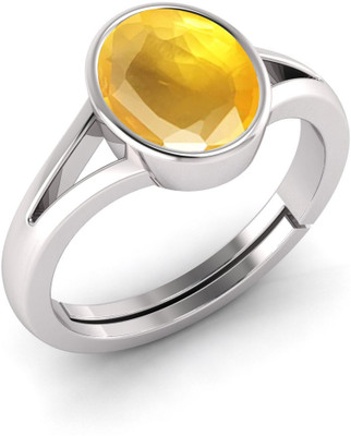 TODANI JEMS Natural 16.25 Ratti yelow sapphire Ring With Lab Certificate Silver Sapphire Sterling Silver Plated Ring
