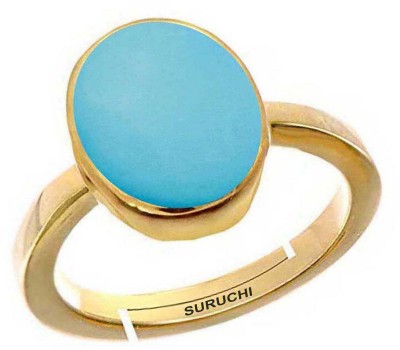 Suruchi Gems & Jewels Turquoise (Firoza) 8.25 Ratti or 7.50 Ct Panchdhatu (5 Metal) Men Adjustable Stone Ring