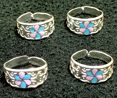Siya Creation challa singapuri high silver plating bichiya 4 set Alloy Silver Plated Toe Ring Set