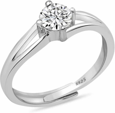 Zarkan Sterling Silver Cubic Zirconia Rhodium Plated Ring