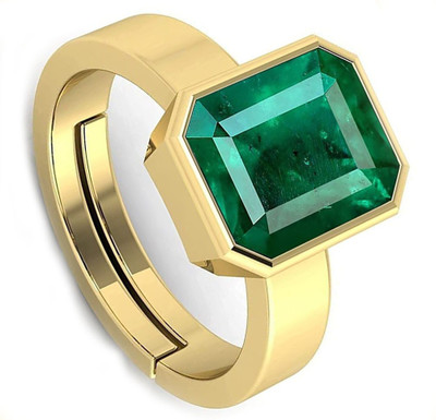 BWM GEMS Certified Natual 8.25 Ratti Emerald stone (Panna) Panchdhatu Alloy Emerald Gold Plated Ring