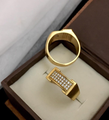 DHINITA Brass Diamond Gold Plated Ring