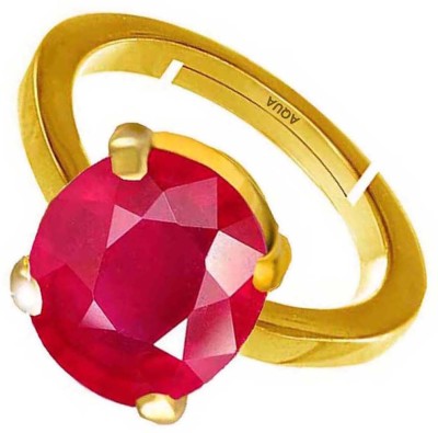 AQUAGEMS Ruby (Manik) 9.25 Ratti or 8.5 Ct Gemstone Panchdhatu (5 Metal) Women Adjustable Stone Ring