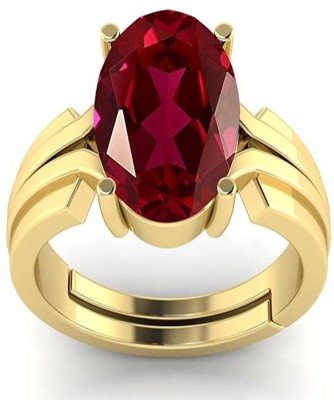 Skibe Enterprises 7.25 Ratti Ruby Stone Original Certified Silver Plated Adjustable, Manik Stone Metal Ruby Gold Plated Ring