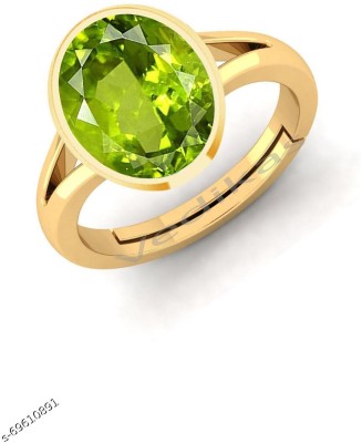 VishvMa 11.25 Ratti Natural Peridot Birthstone/Astrology Adjustable Ring Stone Peridot Brass Plated Ring