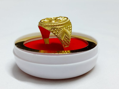 RTRjewellery Fancy gold plated Ganesh owal ring for man and boys / golden brass ring Brass Gold Plated Ring
