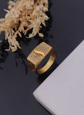 MAME CREATION Gold Plated Diamond Wedding,Partywear ring-118 Brass Diamond Gold Plated Ring
