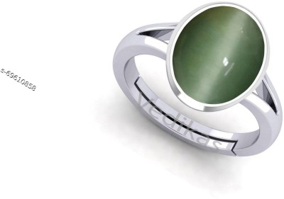 THE UNIQUE KART 11.25 Ratti Cat's Eye Lehsuniya Gemstone Ring Alloy Cat's Eye Sterling Silver Stone Cat's Eye Brass Plated Ring