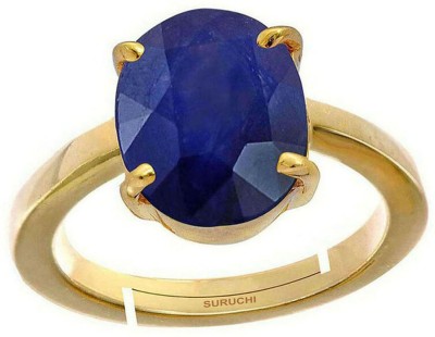 Suruchi Gems & Jewels Blue Sapphire (Neelam) 10.25 Ratti or 9.5 Ct Panchdhatu (5 Metal) Men Adjustable Stone Ring