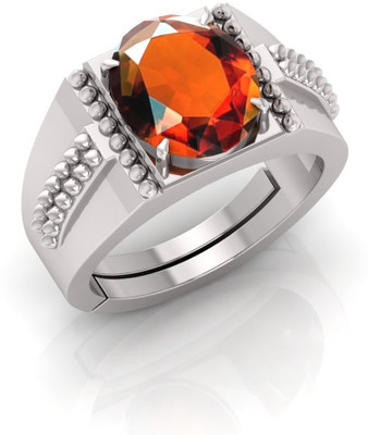 Pranjal Gems Stone Garnet Silver Plated Ring