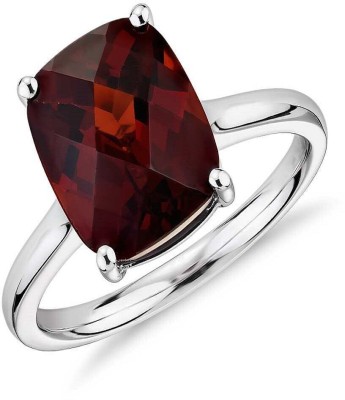 Gemzonite Natural Gomed Stone Hessonite Garnet Adjustable Ring Stone Garnet Silver Plated Ring