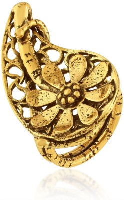 Dzinetrendz Brass Antique Goldplated Floral Finger ring for Women Brass Gold Plated Ring