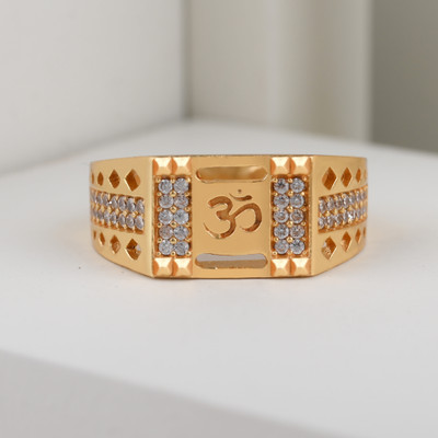 mahi creation Brass Diamond Gold Plated Ring