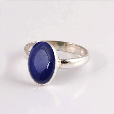 GenZcomplex Lapis/Lazuli/Blue Lapis/Lapiz Ring Lab Certified Precious Stone For Men & Women Stone Silver Plated Ring