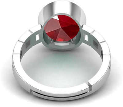 Sidharth Gems 5.25 Ratti 4.55 Carat Natural Burma Ruby Manik Gemstone Silver Ring Brass Ruby Rhodium Plated Ring