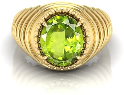 TODANI JEMS 9.25 Ratti Peridot Gemstone Adjustable Ring With Lab CertificateL Stone Peridot Brass Plated Ring
