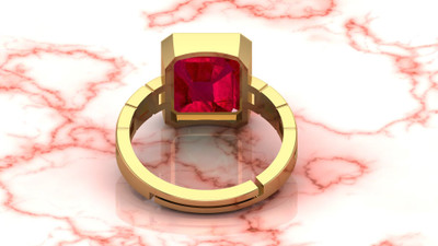 Sidharth Gems 6.25 Ratti 5.50 Carat Natural Ruby Manik Gold Plated Birthstone Ring Brass Ruby Rhodium Plated Ring