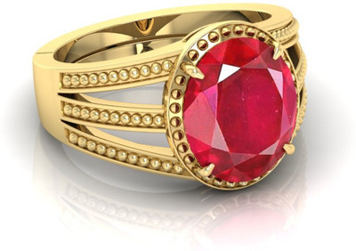 Pranjal Gems Crystal Ruby Rhodium Plated Ring