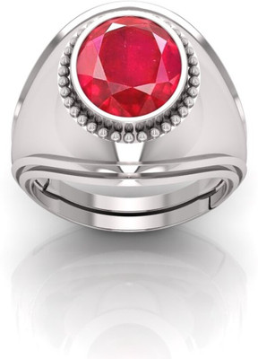 Pranjal Gems Crystal Ruby Sterling Silver Plated Ring