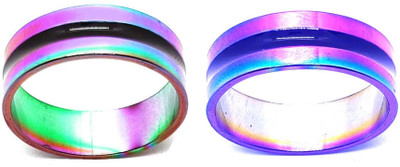 Dynamic Retail Global Set of 2 Rings for Men & Women, Multicolor-Multicolor Alloy Ring