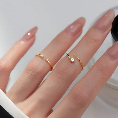 Zarkan Zarkan 925 Hallmark Silver Sterling Stackable Gold Plated Rings Sterling Silver Cubic Zirconia Rhodium Plated Ring Set