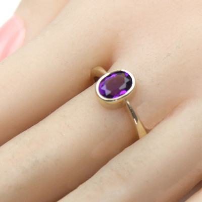 Gemzonite Amethyst Stone Ring Original and Certified natural Katela/Jamunia For Men/Women Brass Amethyst Gold Plated Ring