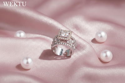 WEKTU Stylish Solitare/Silver Plated/Artifcial/Free Size/1PC/7 Stainless Steel Zircon Silver Plated Ring